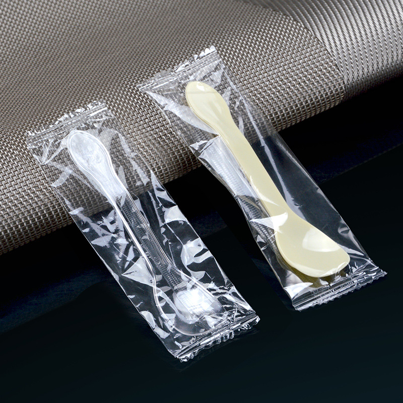 喇叭花单支装一次性塑料勺冰淇淋羹 雪糕布丁甜品果冻小勺子100个