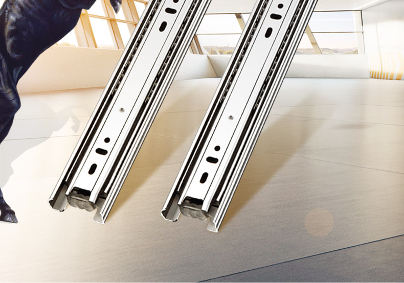 304不锈钢导轨抽屉三节加厚抽屉滑轨阻尼轨道橱柜缓冲滑道五金厂