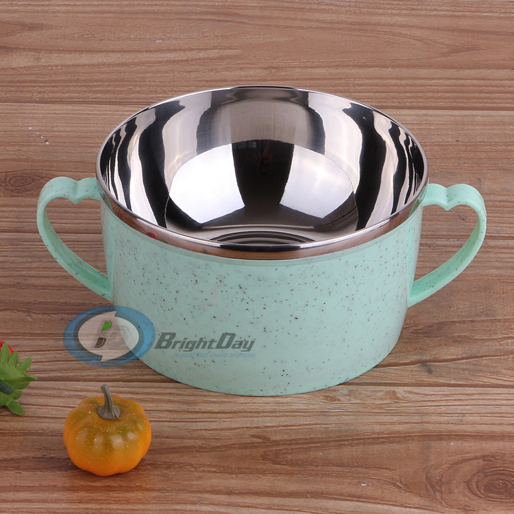 活动促销品塑钢泡面杯 可定制赠品双柄快餐碗 双层隔热带菜格饭盒