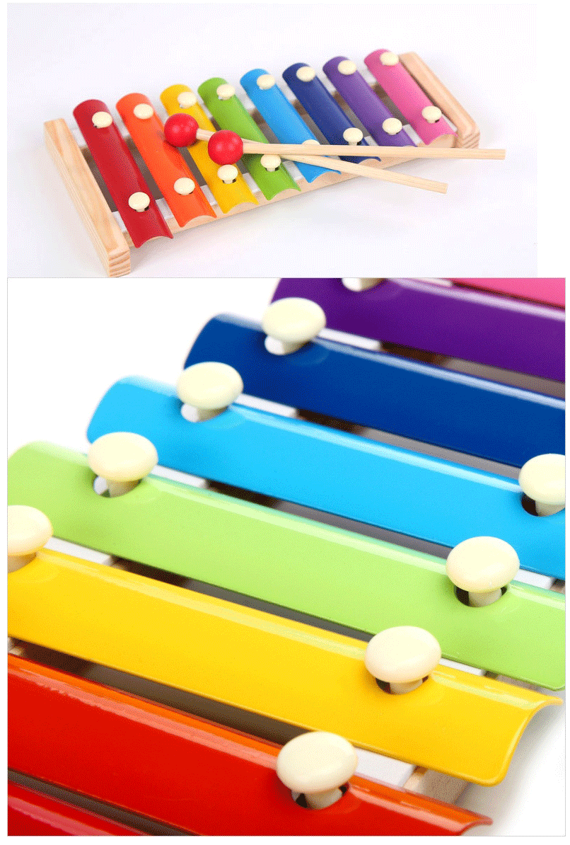 木制八音小敲琴 儿童简易乐器早教益智手敲琴木质玩具带琴谱批发