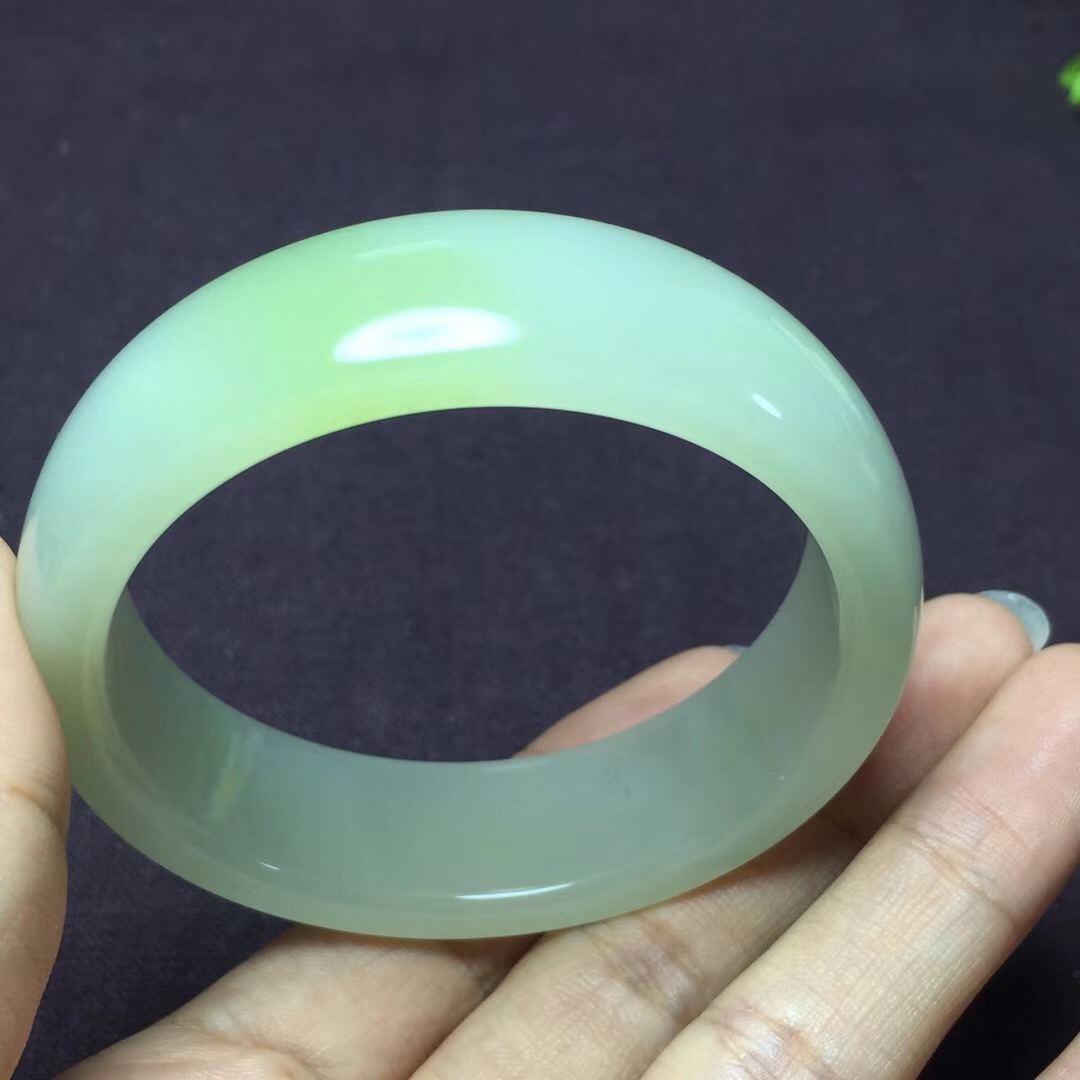 和田玉老坑青海料翠青手镯白度近羊脂玉 翠色明艳礼品配证书女友