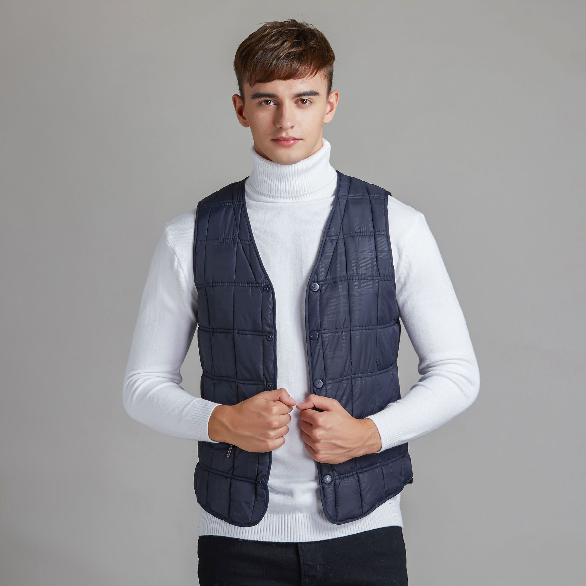 批发男士棉马甲羊羔绒长毛保暖马甲秋冬男款保暖内胆马甲背心8671