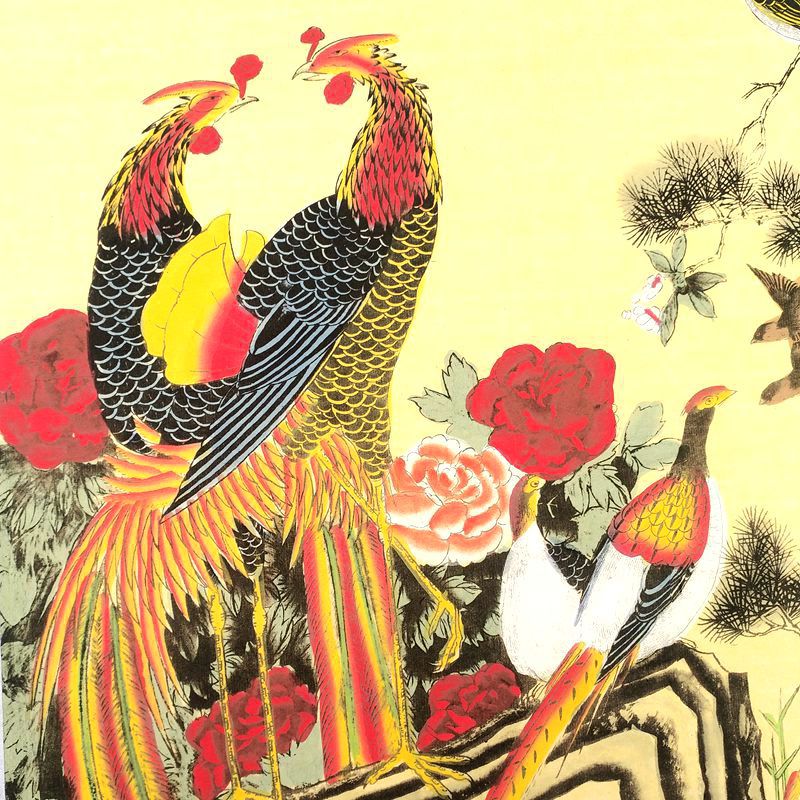 厂家批发全新古玩家居卧室客厅装饰人物山水字画中堂画百鸟朝凤图