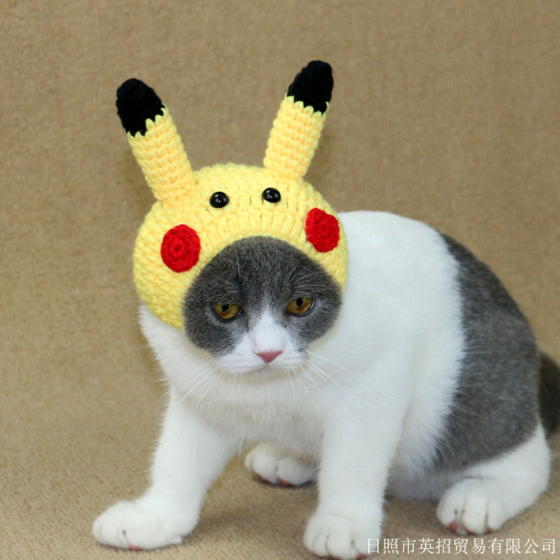 宠物帽子猫咪头套猫帽子卡通皮卡丘