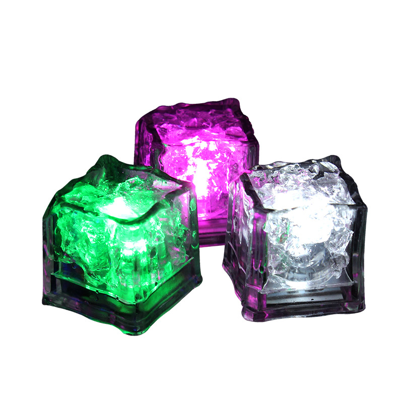 Luminous Ice/Colorful Touch Small Induction Night Lamp/LED Ice Cubes Water Glowing Night Lights Flash