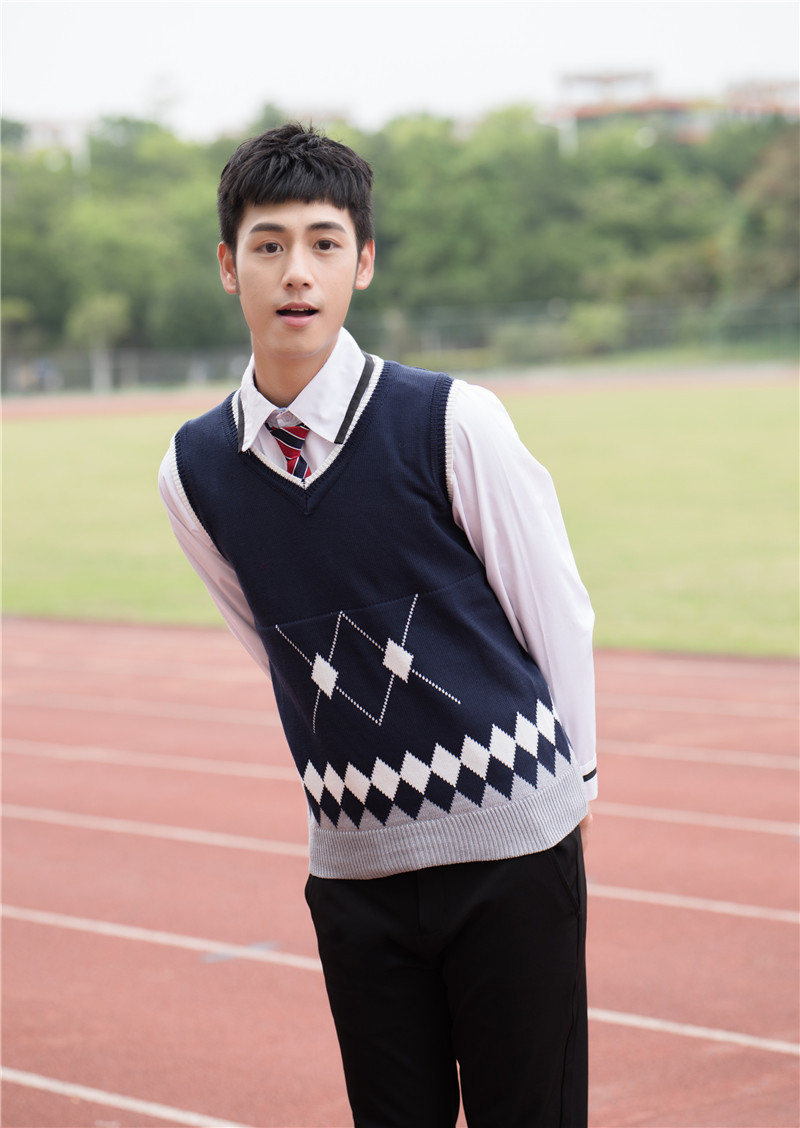 新款秋冬学生学院风女生jk套装校服女装季长袖毛衣v领班服四件套