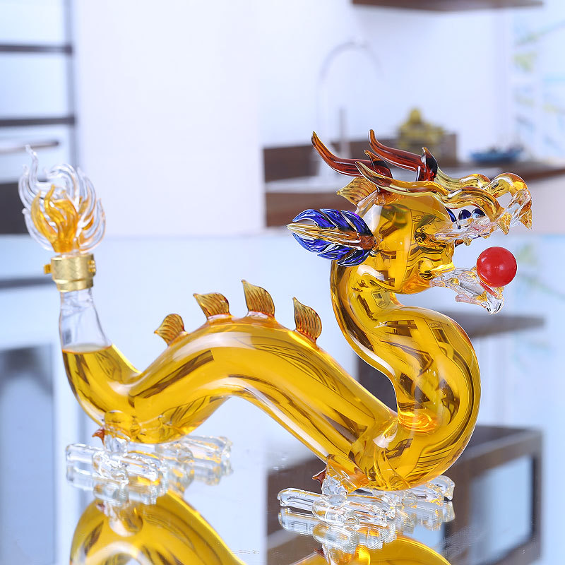 现货批发龙形空心瓶玻璃泡酒瓶十二生肖玻璃酒瓶玻璃工艺酒瓶