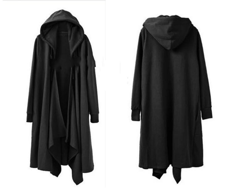 暗黑系黑色刺客信条卫衣中长款男斗篷巫师连帽衫风衣开衫加绒外套