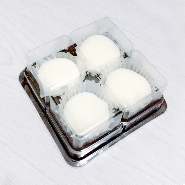 四格雪媚娘盒 4粒装糯米糍打包盒 40克麻糬点心塑料盒厂家批发