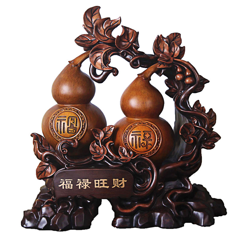 雅信工艺品摆件葫芦福禄旺财 2个葫芦家居客厅办公室乔迁开业送礼