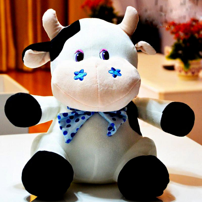 可爱卡通奶牛毛绒玩具创意毛绒牛公仔儿童布娃娃情侣牛厂家定制