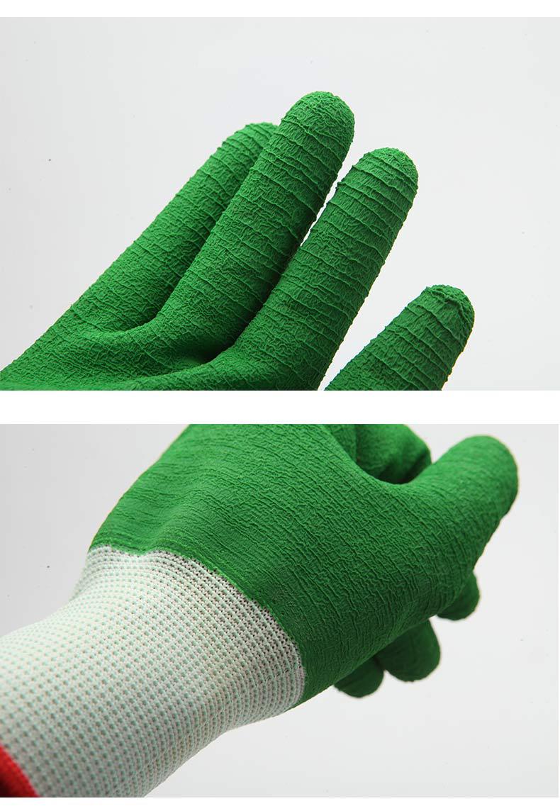 乳胶全挂浸胶劳保挂胶绿色耐油耐酸碱波浪纹防滑劳保工作手套