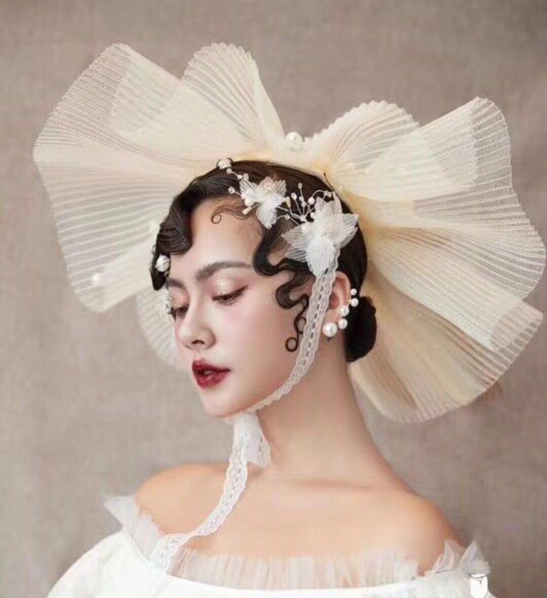 韩式写真影楼外景夸张大礼帽新娘头饰婚纱摄影帽饰