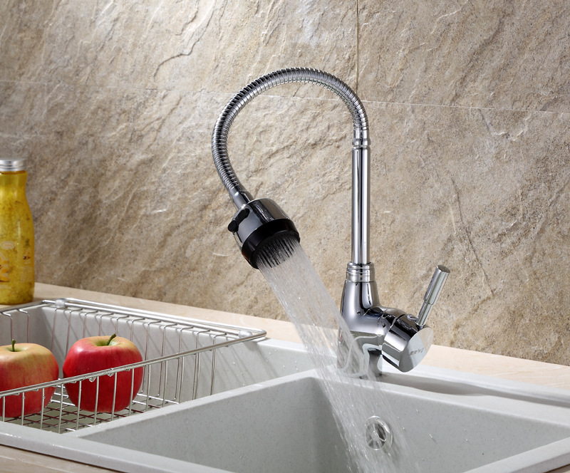 厨房万向尖三通黄铜冷热 洗菜盆水龙头 冷热厨房龙头水槽龙头