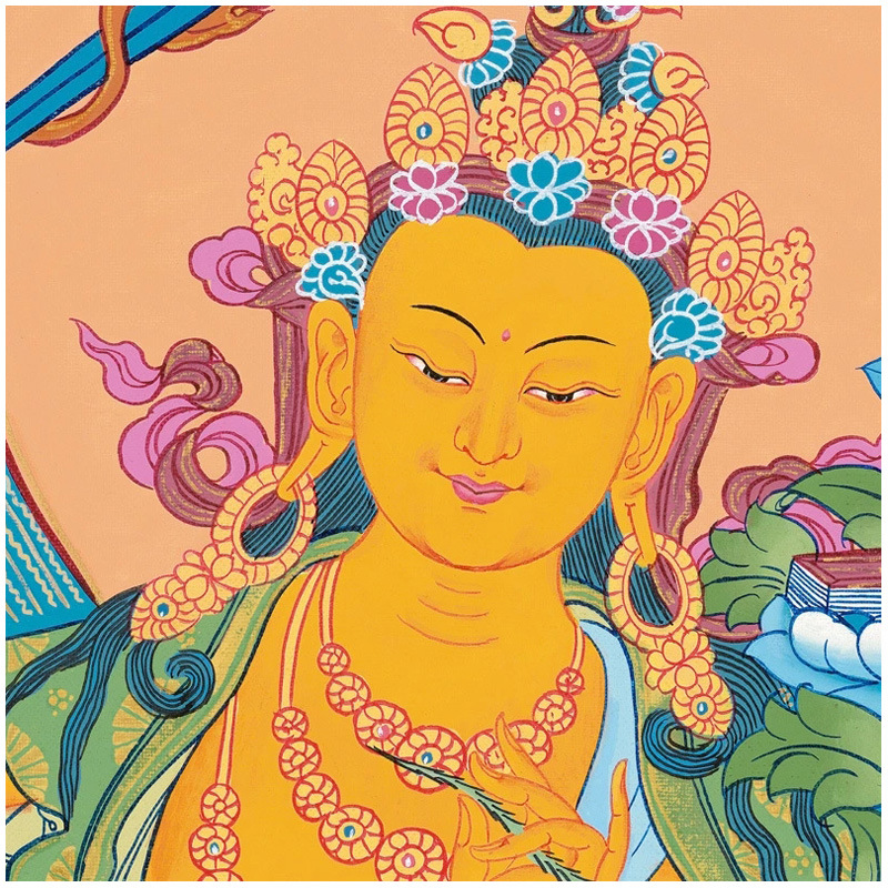 宗教佛像微喷画芯唐卡复制文殊菩萨尼泊尔民族佛教装饰画