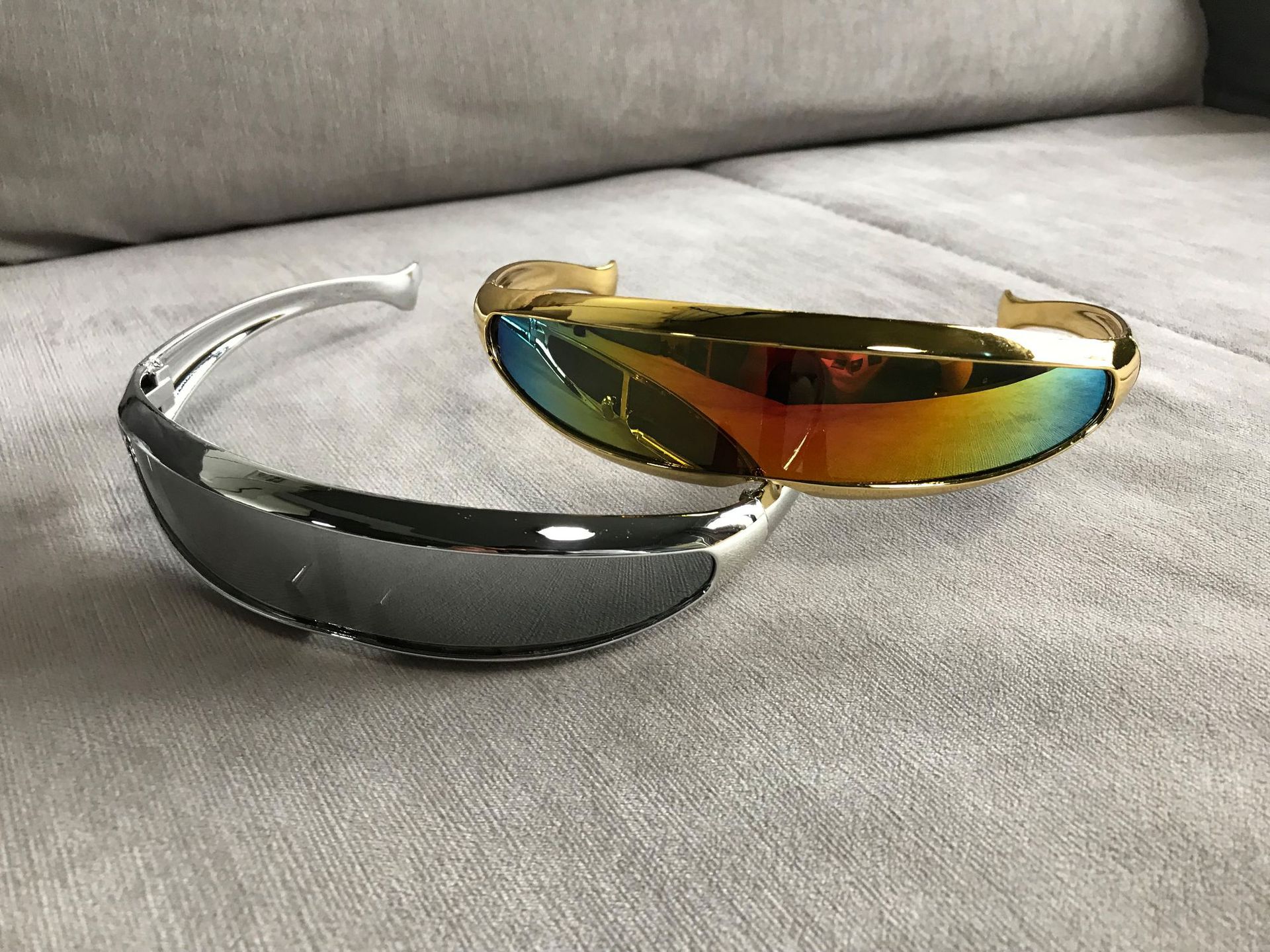 x战警个性太阳镜镭射激光眼镜机器人连体土豪金真空电镀墨镜9003