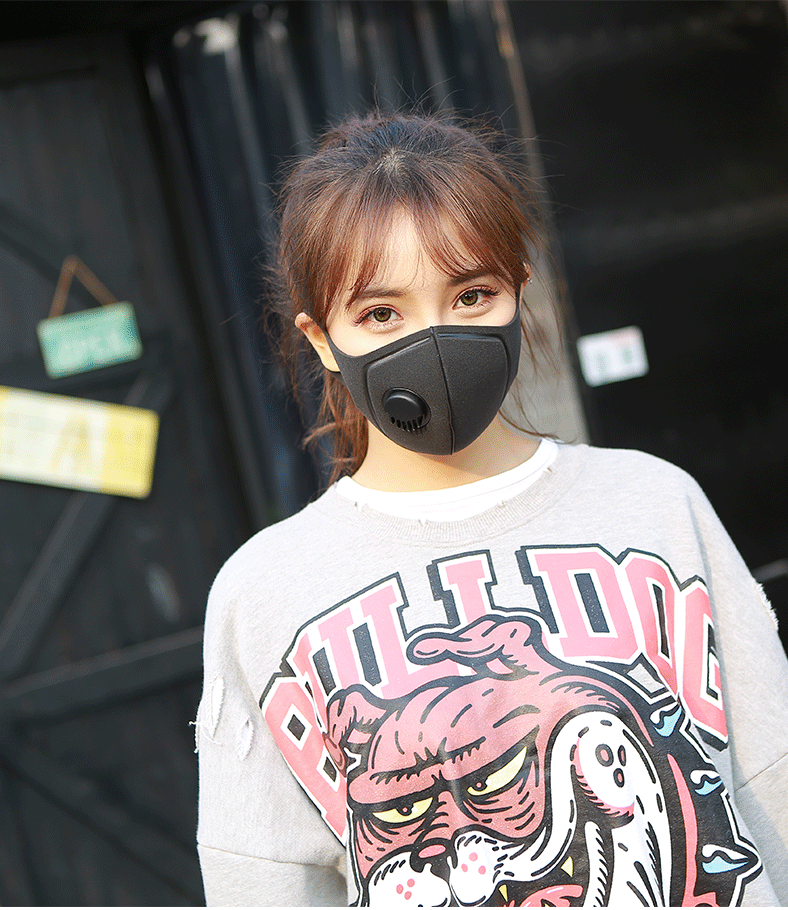 黑色双层呼吸阀口罩外贸海绵口罩带呼吸阀立体透气聚氨酯口罩批发