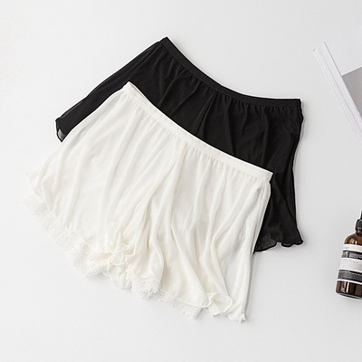 夏季薄款透明网纱防走光安全裤女式打底三分裤莫代尔内衬短裤批发