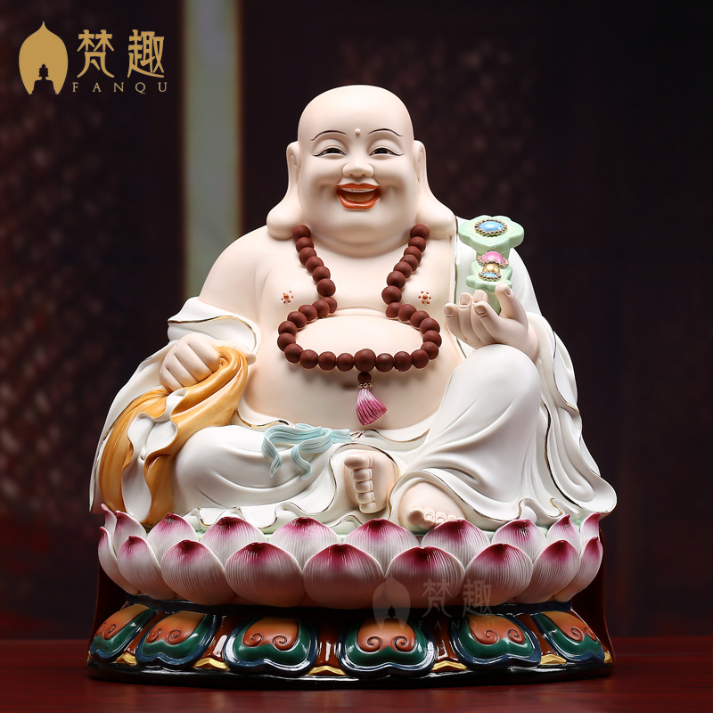 梵趣德化白瓷弥勒佛 大肚笑佛大号客厅摆件招财如意布袋弥勒佛像