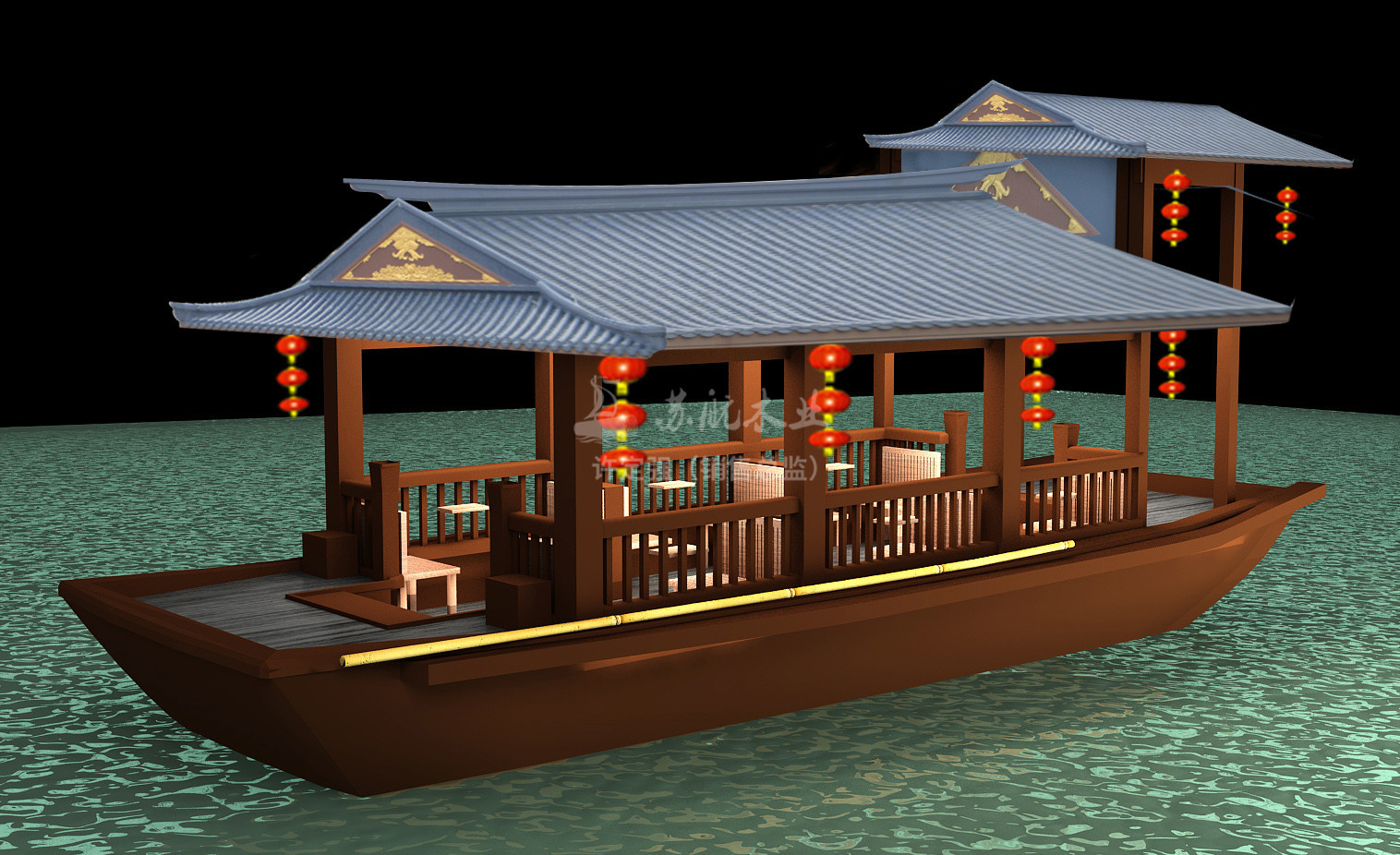 苏航牌厂家供应玻璃钢画舫船小型木质画舫餐饮船公园休闲观光船