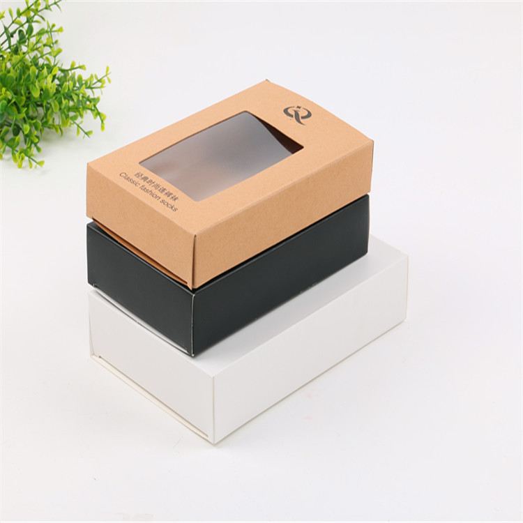 包装盒定做 天窗天地盖牛皮纸白卡镂空盒子 内裤袜子衣服礼品纸盒