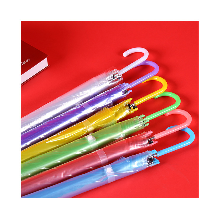 Colorful Transparent Umbrella Straight Rod Automatic Umbrella Long Handle Umbrella Umbrella Logo Factory Wholesale