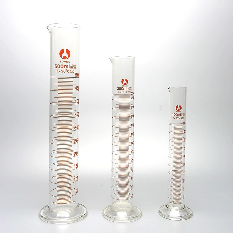 5/10/25/50/100/250/500/1000/2000ml高硼硅玻璃圆底量筒环标刻度