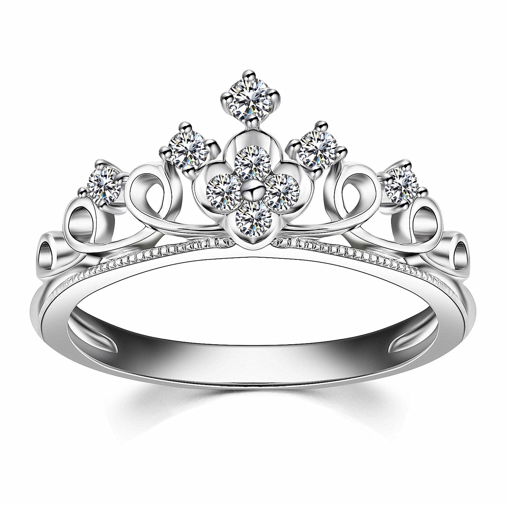 新款皇冠钻石戒指女韩版简约个性锆石戒指开口可调节 戒指 批发