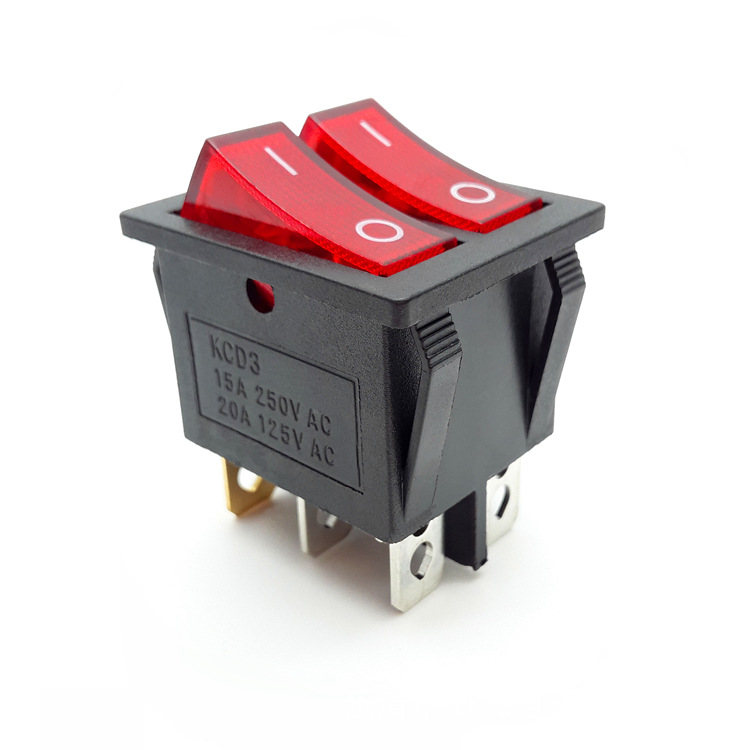 供双联双排带灯船形开关六脚两档船形开关各种按钮式船型开关