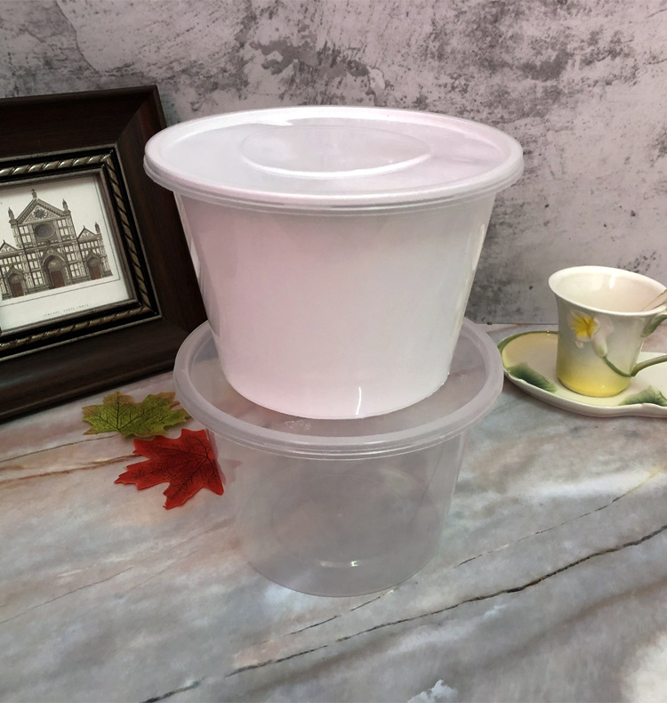 一次性透明打包圆碗黑色外卖500ml混沌刨冰小碗750ml1000ml1250ml