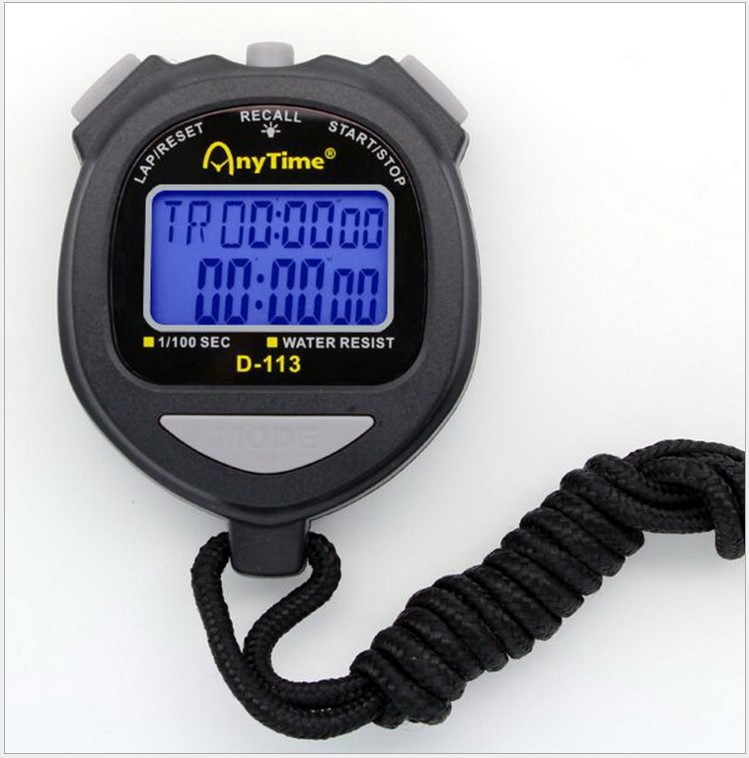 d-113 电子秒表带背光 秒表计时器 双排多功能60道记忆秒表 闹钟