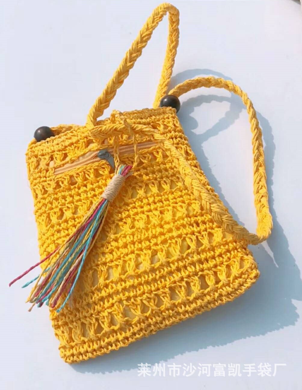 糖果色钩针斜挎包 夏日浪漫风情小包 时尚休闲包 度假包 沙滩包