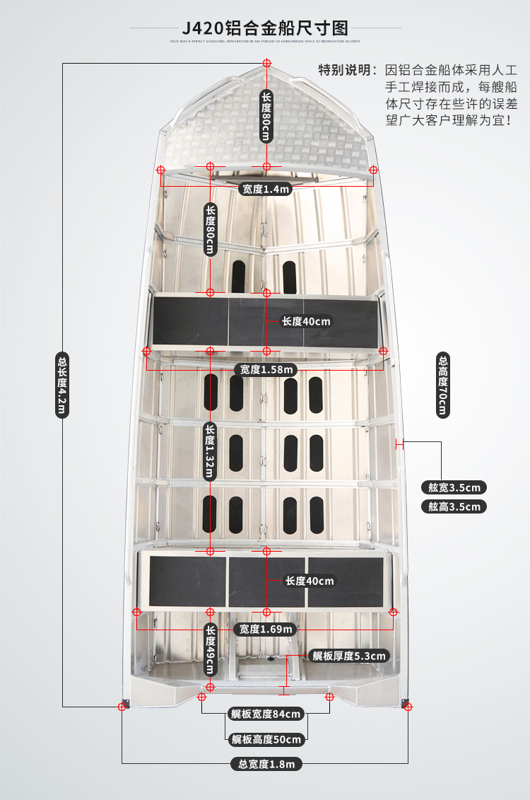 铝合金船 铝船 钓鱼船 捕鱼船 路亚艇 可配船外机