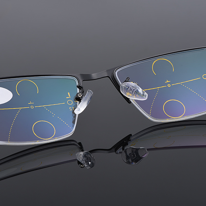 2020品牌智能老花镜内渐进多焦点老花眼镜看远看近两用半框男款