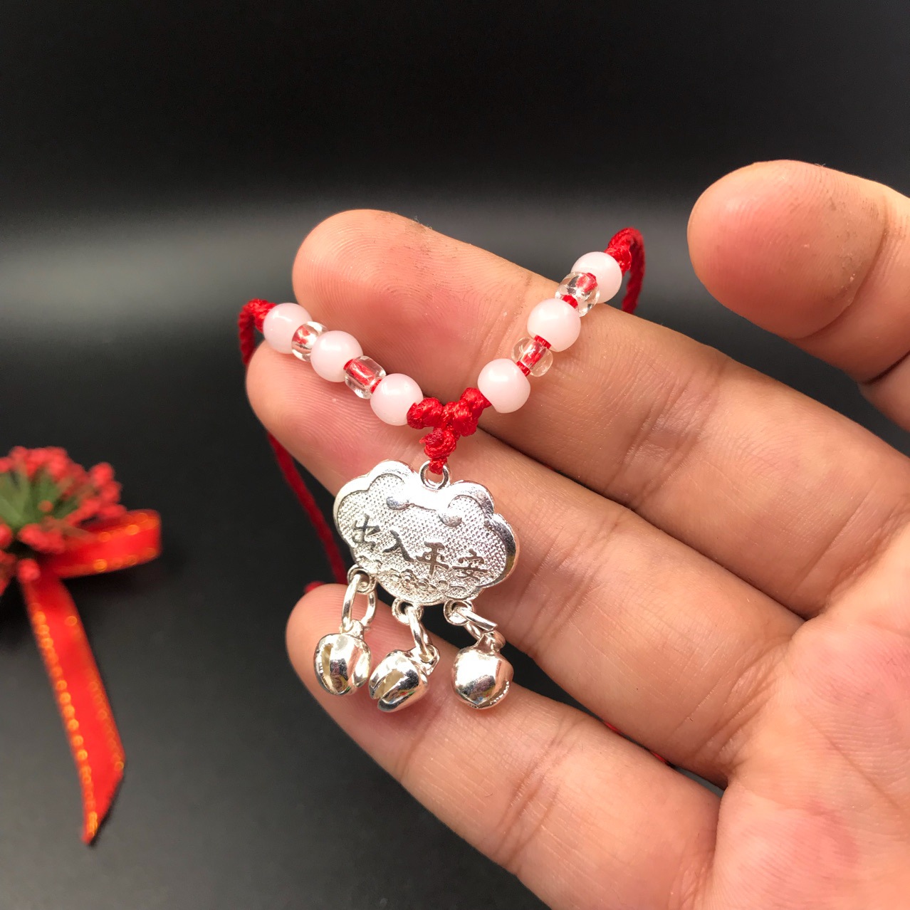 宝宝长命百岁银锁镀厚银平安锁吊坠 精工儿童长命锁宝宝童锁批发