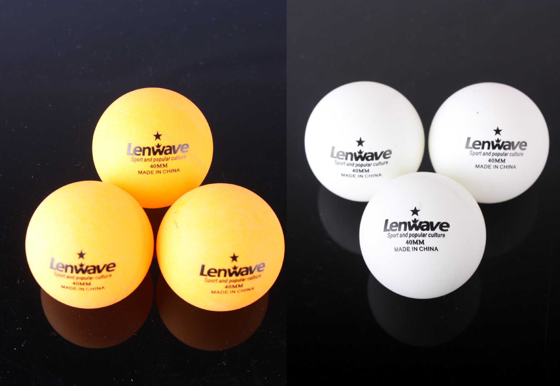 兰威一星乒乓球40mm有缝球 赛璐珞6个训练球吸塑装 黄/白0366