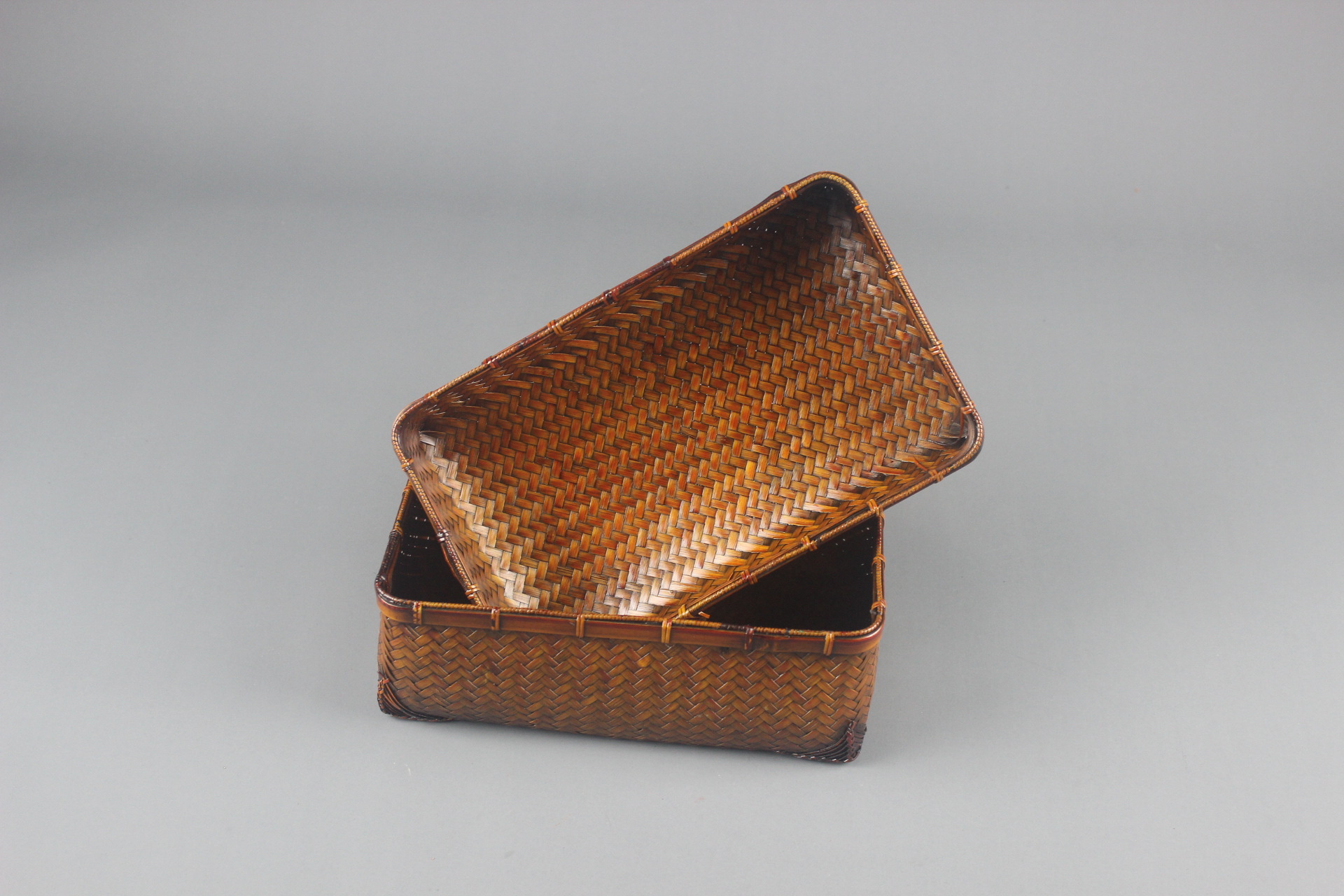 竹子编织首饰盒 普洱茶包装盒手工编织收纳盒禅意复古摆件竹制