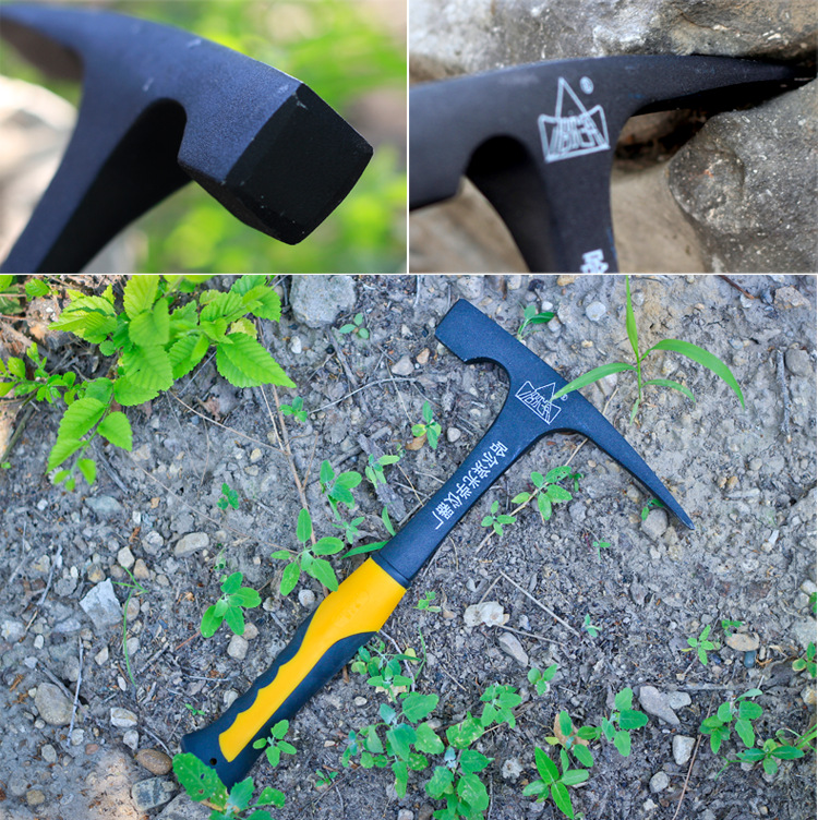 户外哈光平扁头地质锤碳钢鸭嘴榔头地采矿一体专业地质勘探工具