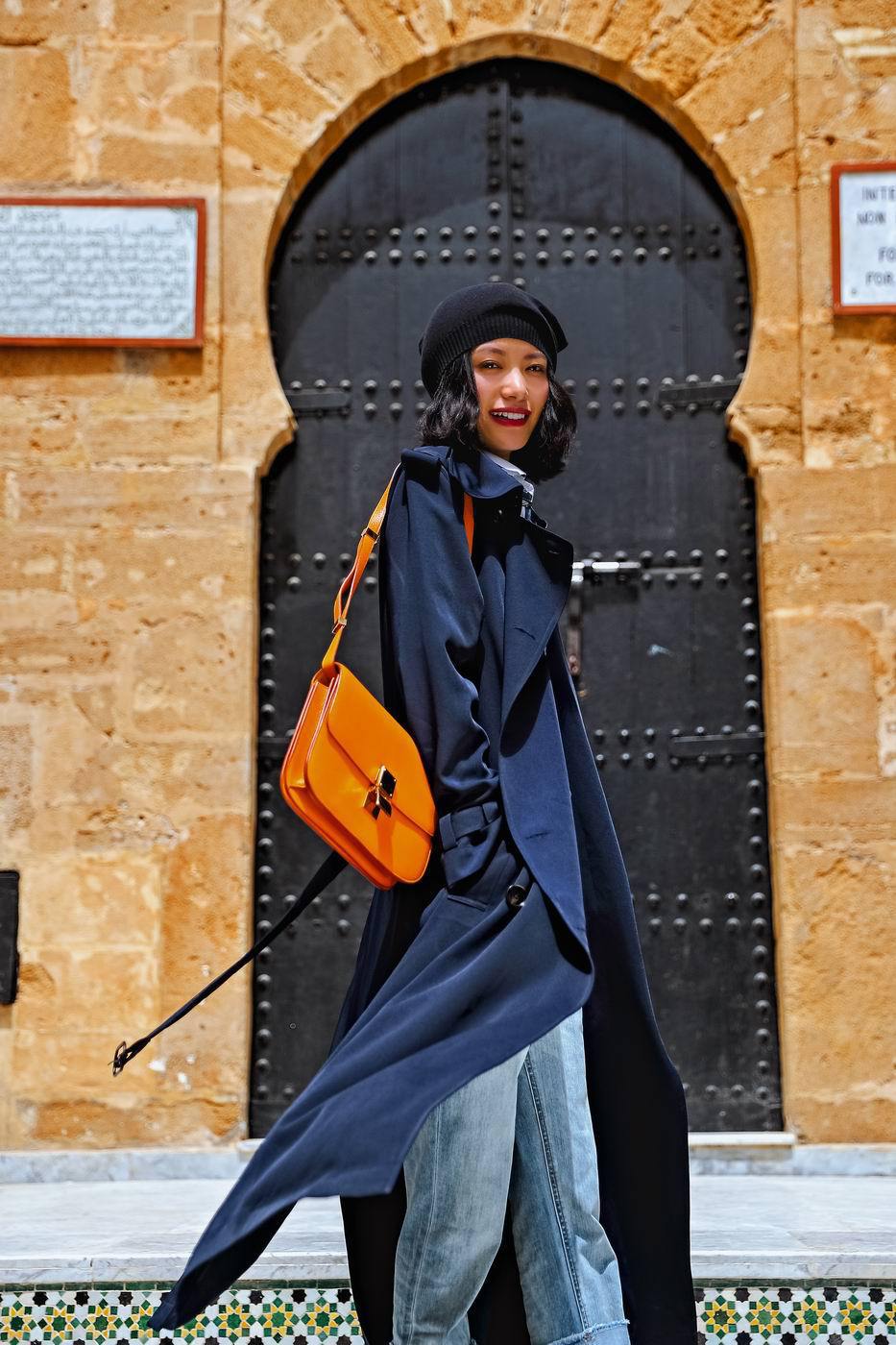 2018原创品牌aki重磅定染长款风衣女秋冬新款翻领系带收腰显瘦