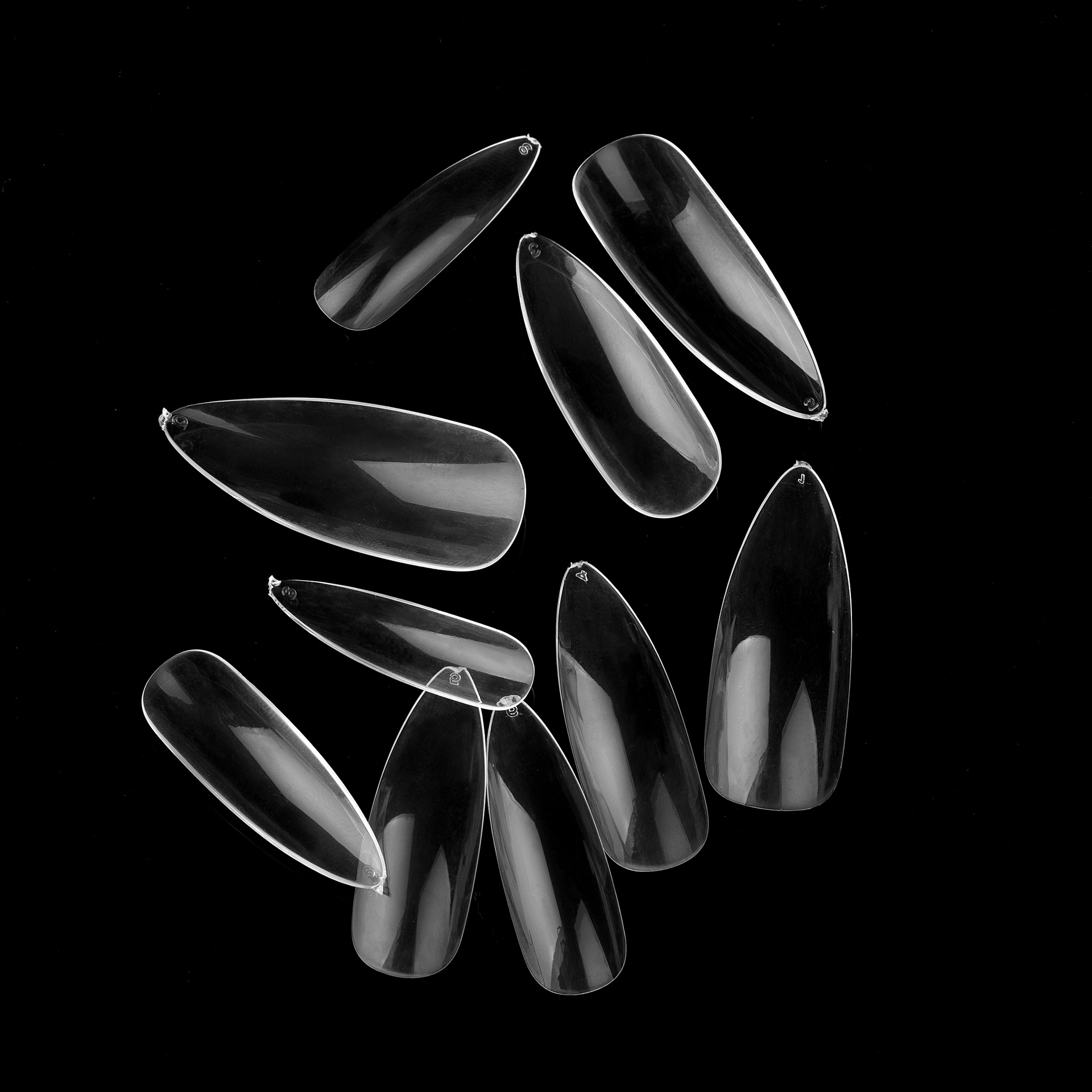 500片袋装全贴透明中长尖头假指甲贴 跨境新款stiletto美甲甲片