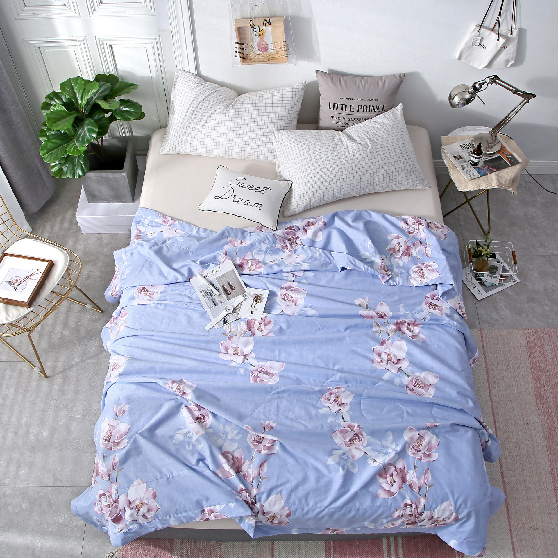 姑苏治锦2018新款天然桑蚕丝 蚕丝夏凉被 净重0.