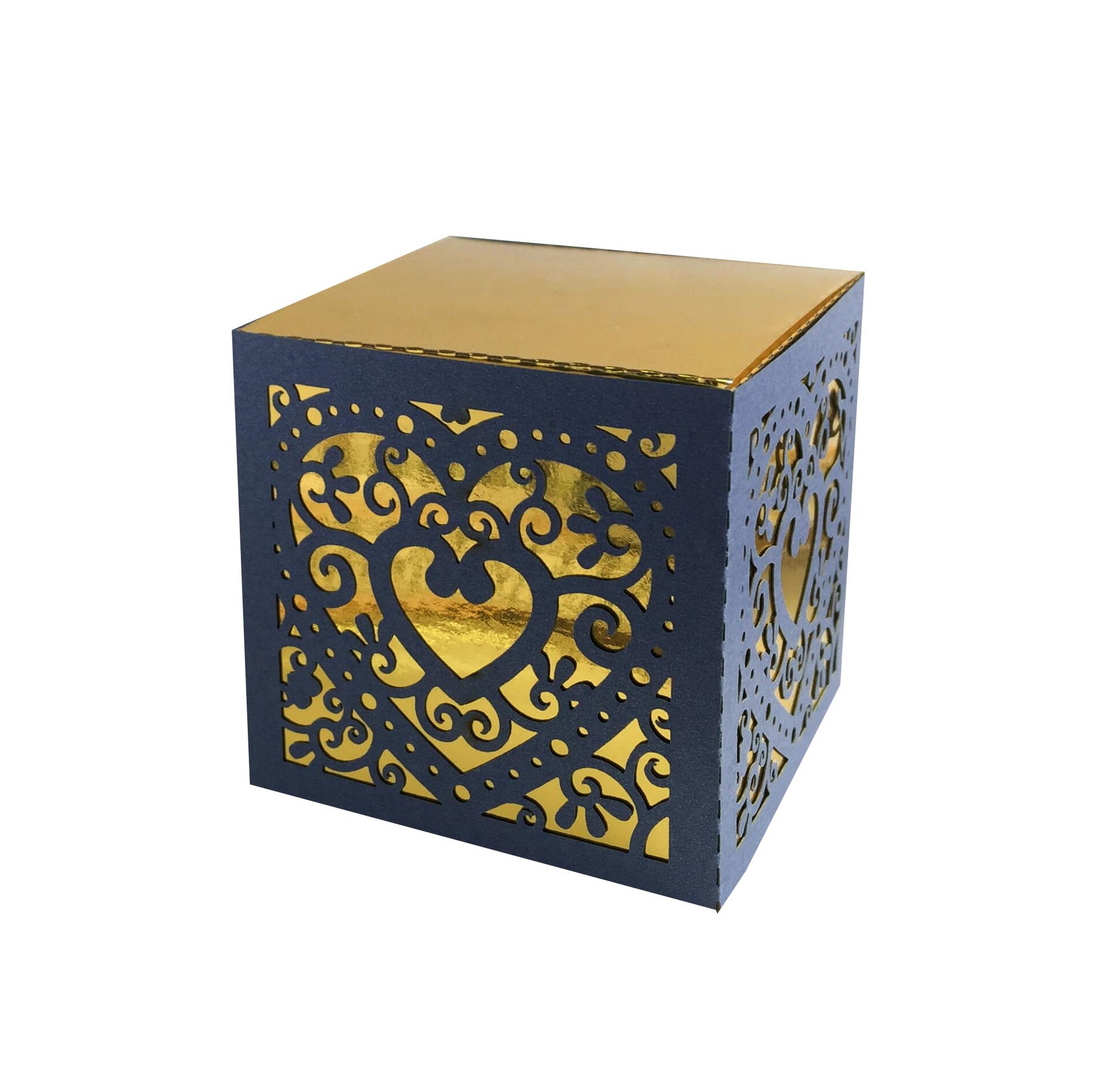 珠光纸 激光喜糖盒 冰白色 化妆品包装盒镂空盒套 爱心窗花纸盒