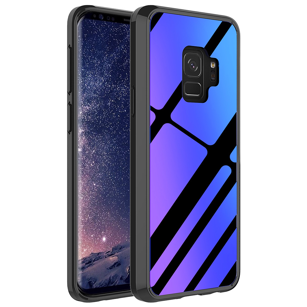 蓝光玻璃手机壳 三星s9 s9 plus玻璃打图案手机保护套 厂家批发