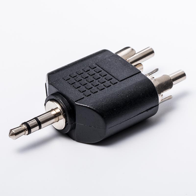 5mm转双莲花头av双声音频转换接头3.5立体声公转2rca公头一分二