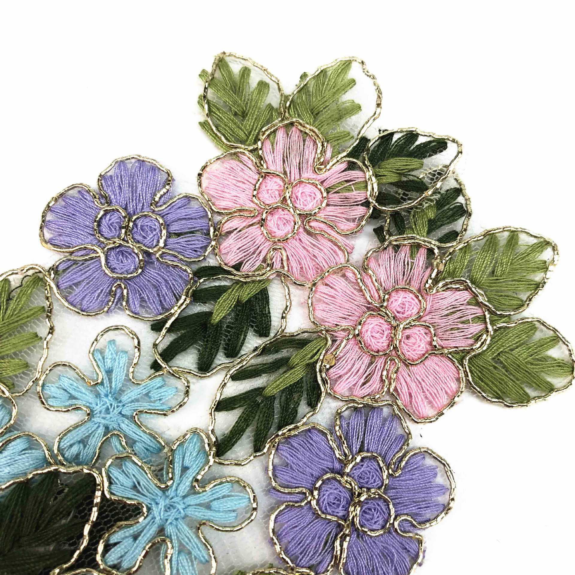 中国风花卉刺绣布贴 电脑绣花绣花线贴布服装辅料补丁贴定制批发