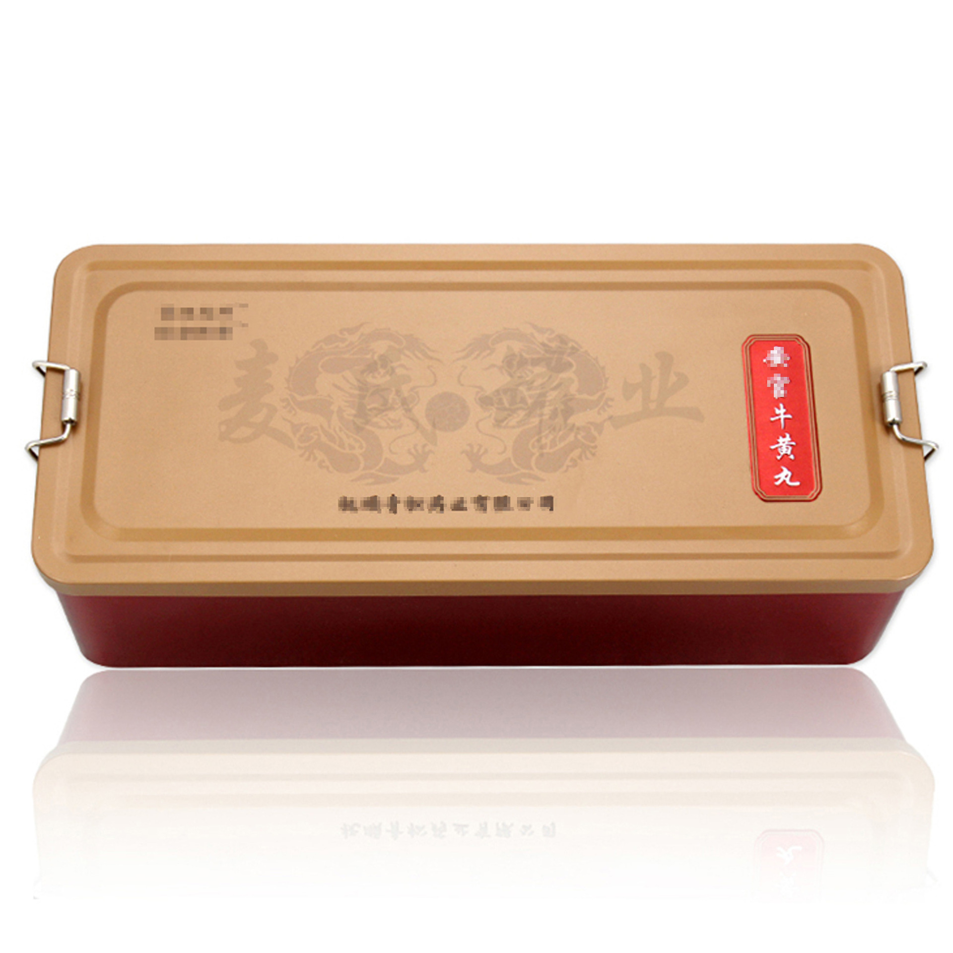 医药安宫牛黄丸马口铁罐包装六角中药丸铁皮盒易拉环式拍底铁盒子