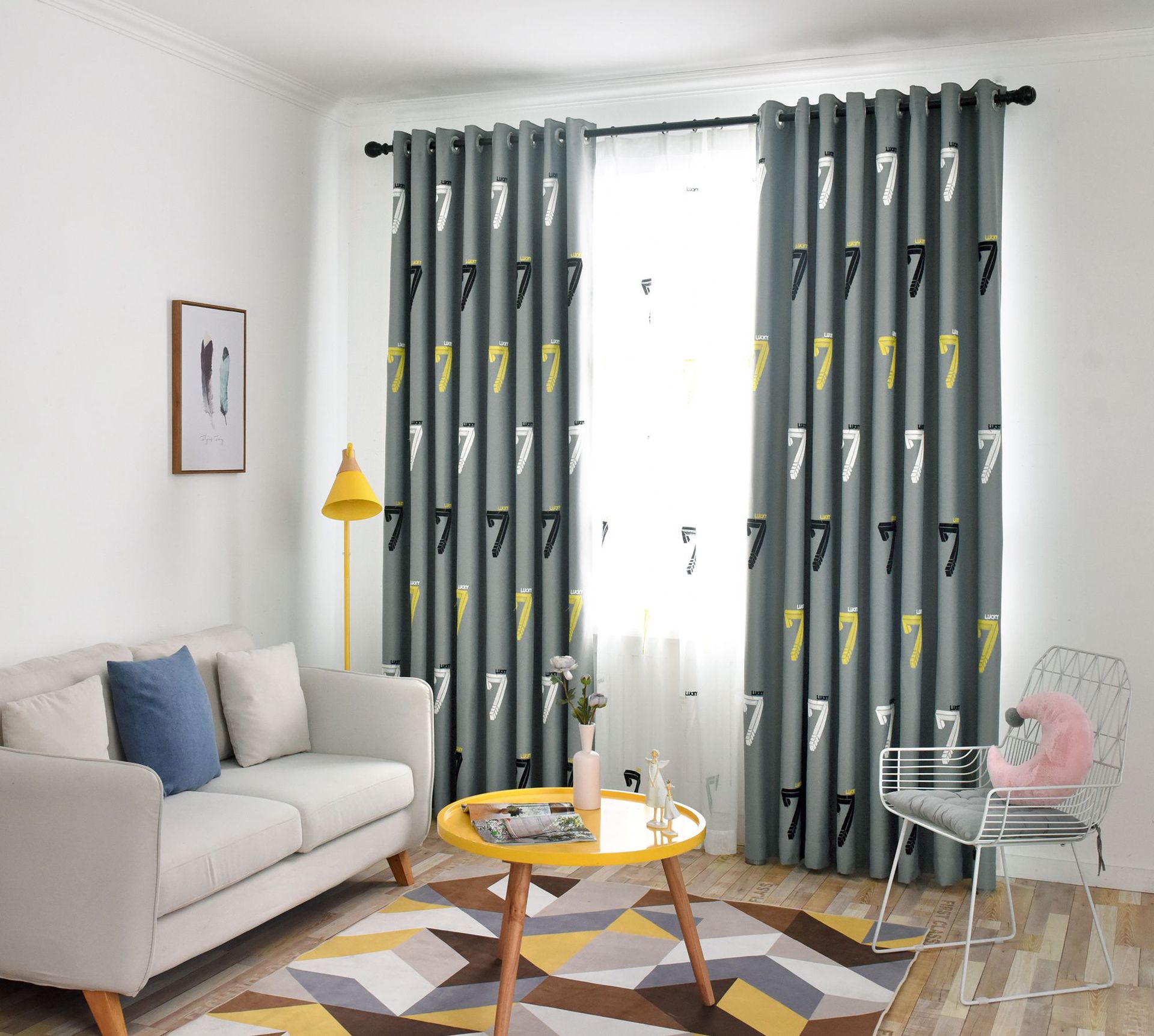 简约现代个性窗帘成品田园绣花客厅卧室遮光飘窗窗帘布落地窗