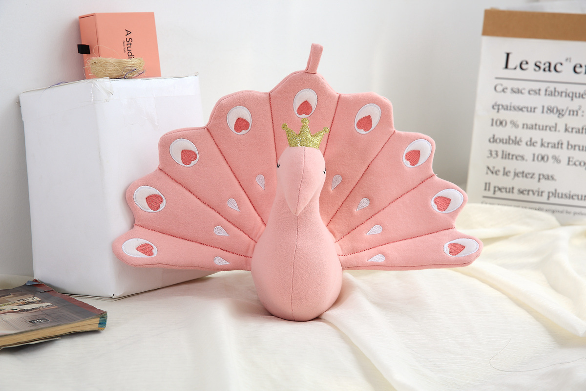 网红新款孔雀公仔公主风柔软宝宝棉孔雀毛绒玩具创意宝宝安抚玩偶