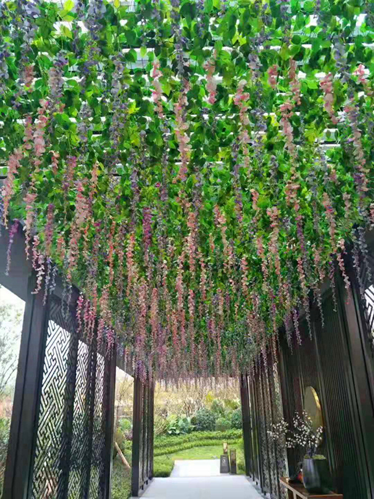 新款加密仿真紫藤花豆花婚庆装饰拱门道具商场吊顶花海仿真花批发