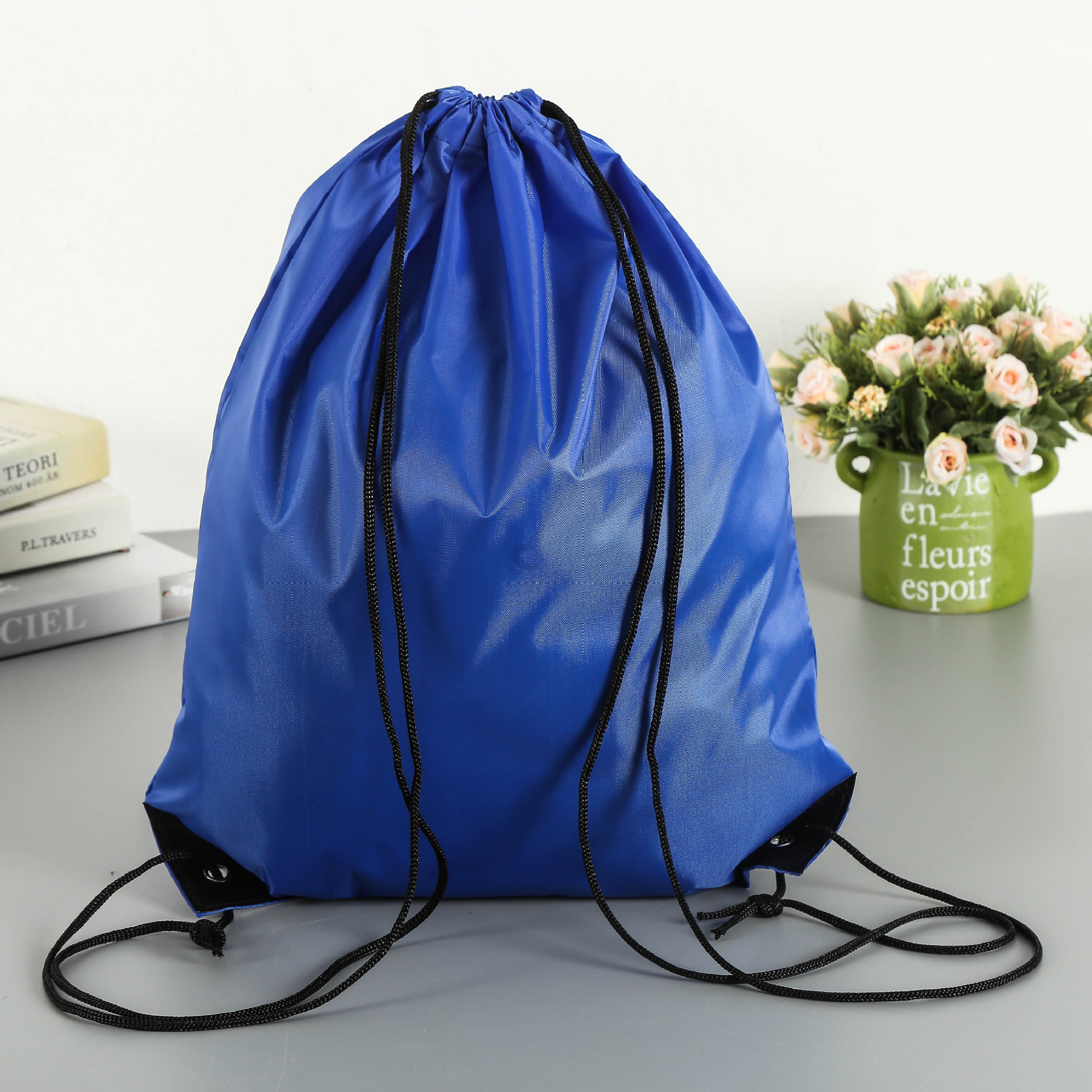 厂家现货210d涤纶束口袋定做抽绳袋学生双肩背包袋定制广告印logo